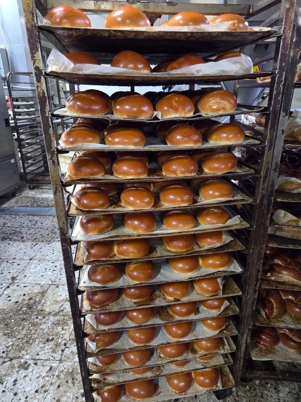 A rack of plain brioche buns